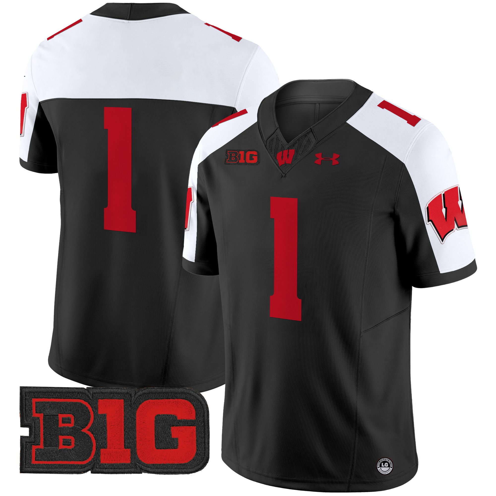 Men Wisconsin Badgers #1 No Name Black 2024 Vapor Limited NCAA Jersey